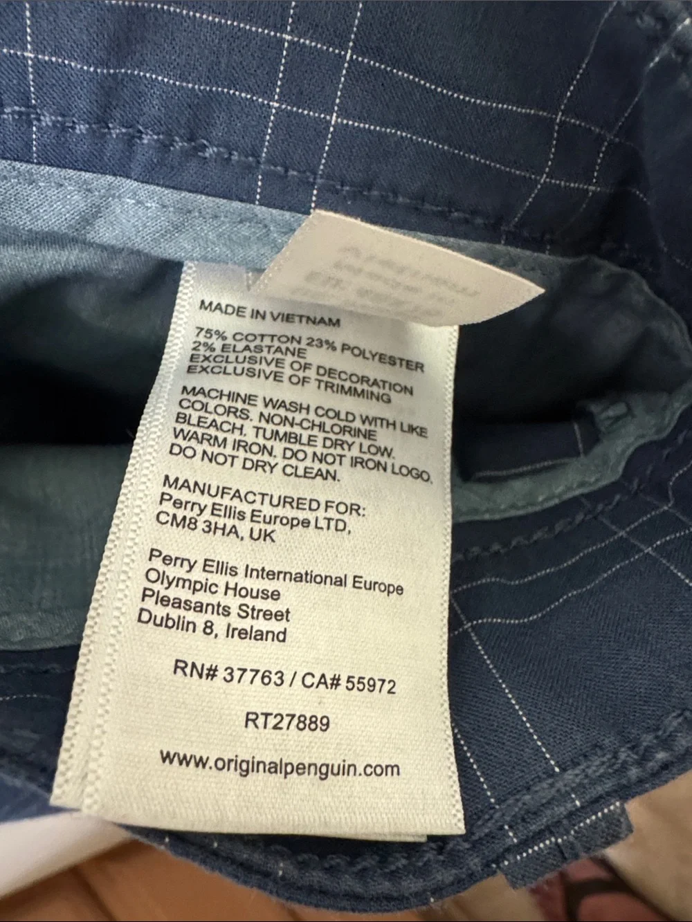 Original Penguin Blue Windowpane Chinos 32x30